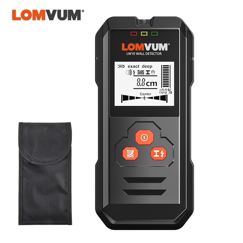 LOMVUM Metal Detector Backlit Black AC Wood Stud Finder Cable Wire Depth Tracker Undeground Sturs Wall Scanner LCD HD Display