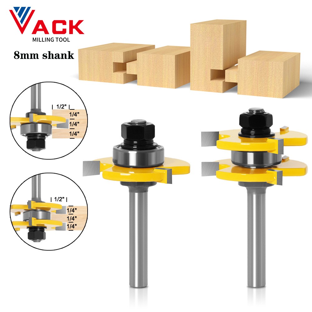 FAC 1/4" Inch 6mm 8mm Shank Assembling Router Bits Tongue Groove Joint T-Slot Carbide Milling Wood Cutters Woodworking Cutting Tools