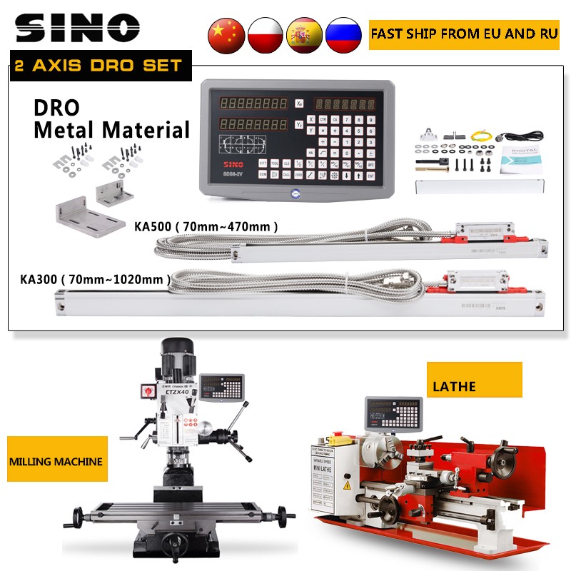 SINO Metal 2-Axis SDS6-2V KA300 and KA500 Small Linear Scales Encoder Length 0-1020mm Lathes and Milling and Drilling Machines