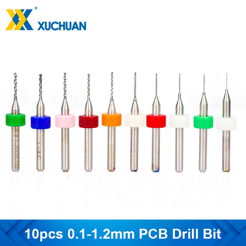 Mini PCB Drill Bit 10pcs 0.1-1.2mm Carbide Gun Drill Bit 1/8'' Shank for PCB Printed Circuit Board Hole Drill Cutter