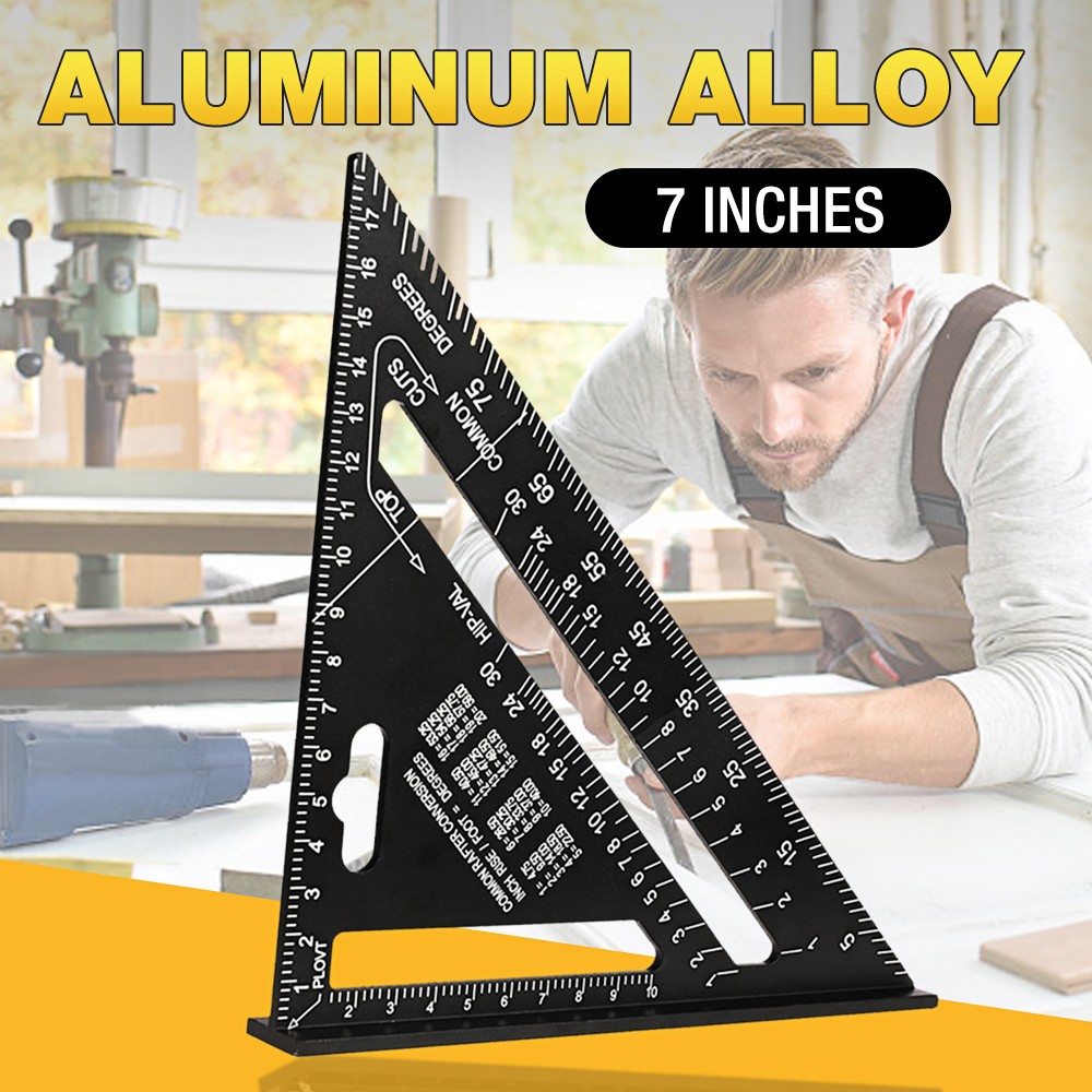 Triangle Ruler 7 Inch Aluminum Alloy Angle Protractor Velocity Metric Square Measuring Ruler for Building Tools Framing Gauges