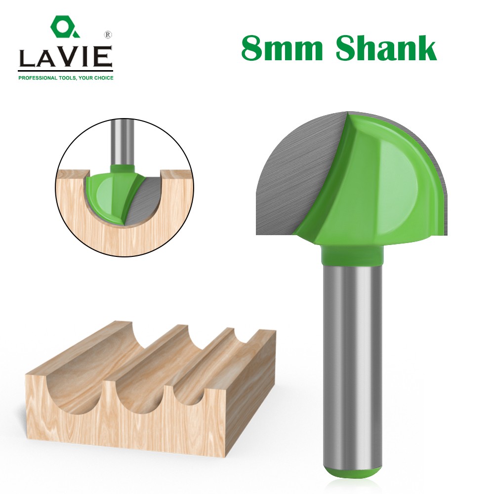 LA VIE 1pc 8mm Shank Ball Nose End Mill Round Nose Cove CNC Milling Bit Radius Core Box Solid Carbide Router Bits Tools