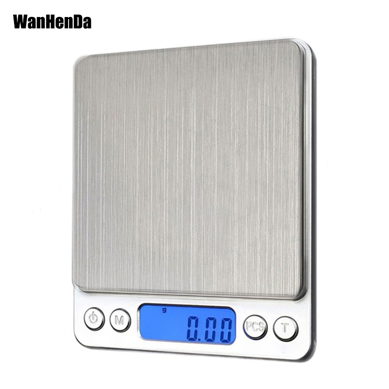 Mini Portable Electronic Scale, 0.01/500g, 3000/0.1g LCD Display for Jewelry Weighing, Kitchen and Mail Scale