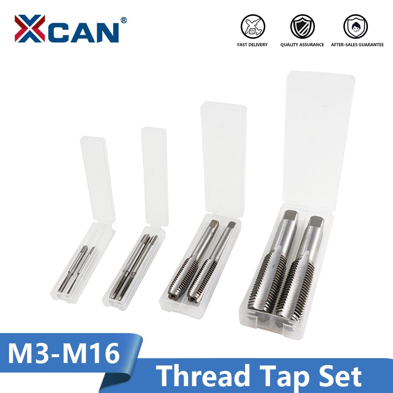 XCAN - Right Hand Held Screw Tap Set M3 M4 M5 M6 M7 M8 M10 M12 M14 M16 Metric 2pcs Thread Tool Drill Bit