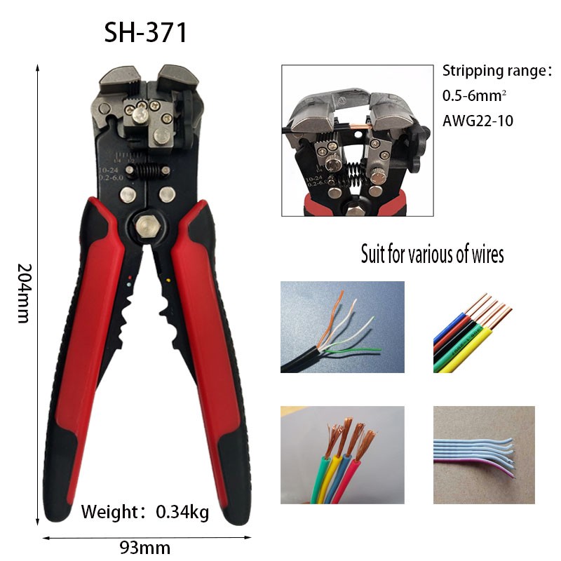 SH-371 Automatic Wire Stripping Pliers 0.5-6mm Square, Ssed For Electrical Maintenance Of Cable Cutting Tools