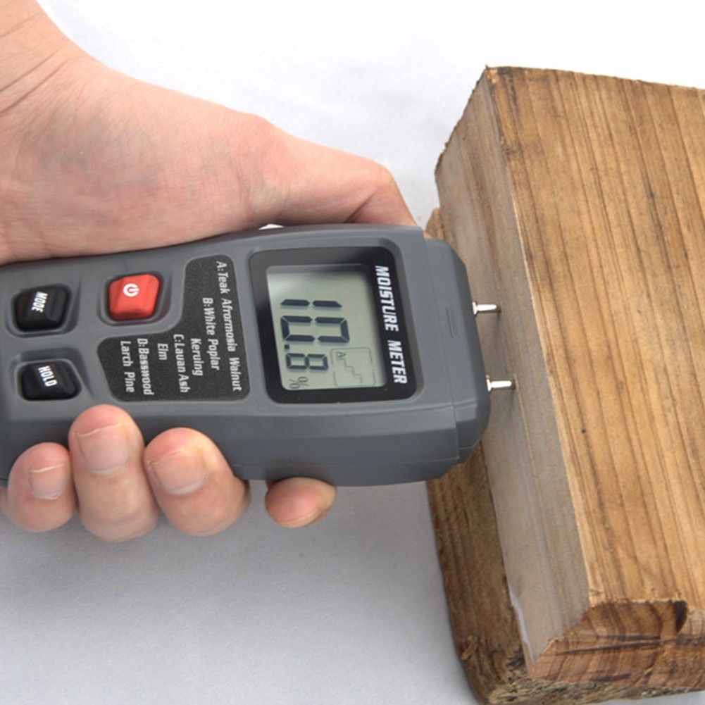 9V Wood Moisture Meter Digital LCD 0-99.9% Two Pins ABS Wood Wood Moisture Humidity Tester Timber Moisture Detector