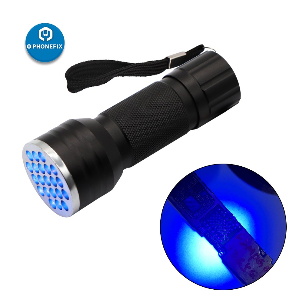 21 LEDs Torch UV UV Glue Curing Blacklight Flashlight UV Ink Dryer Money Fluorescar Detector UV Oil Curing Purple Light