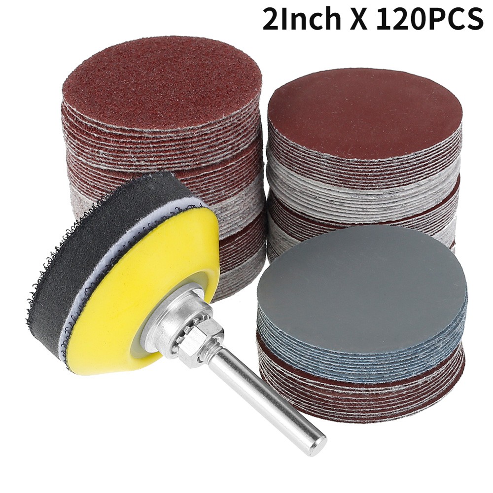 120pcs 50mm sandpaper assortment 60-3000 grit sanding disc pad set 2 inch for drill grinder rotary tools with disc electrode pad