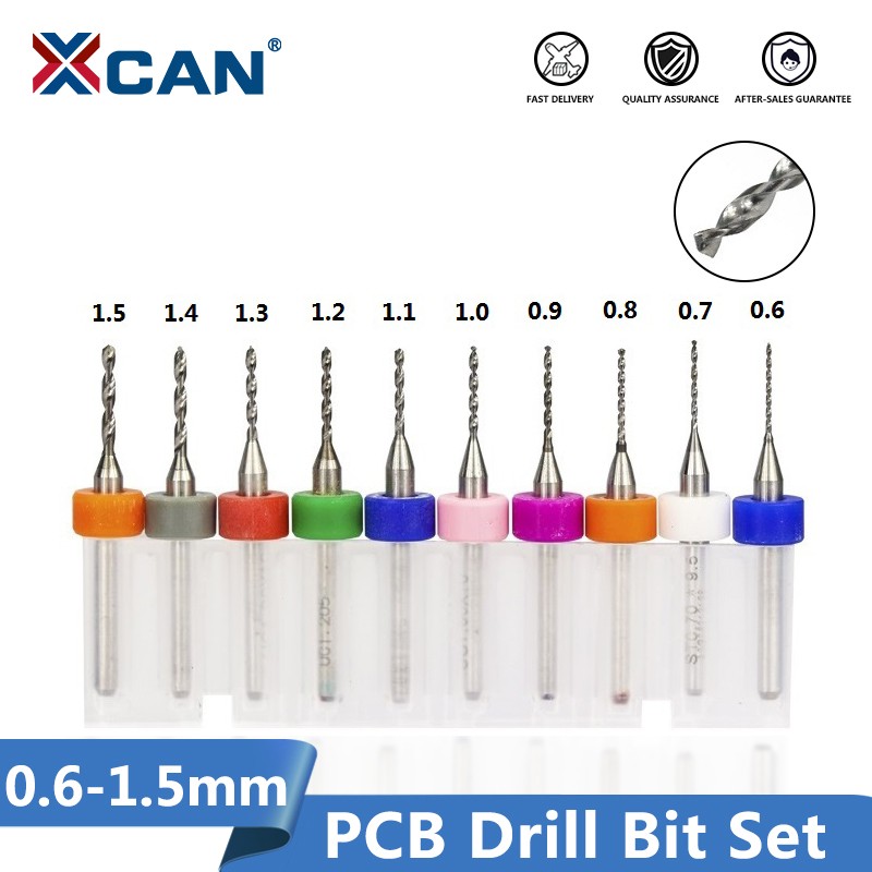 Free Shipping 10pcs 0.6mm-1.5mm Import Carbide PCB Drill Bits Print Mini Circuit Board CNC Drill Bits Set