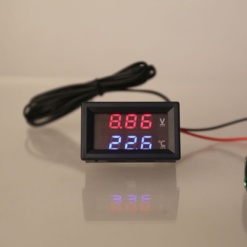 12V/24V LED Display Car Voltage and Water Temperature Gauge Voltmeter Thermometer