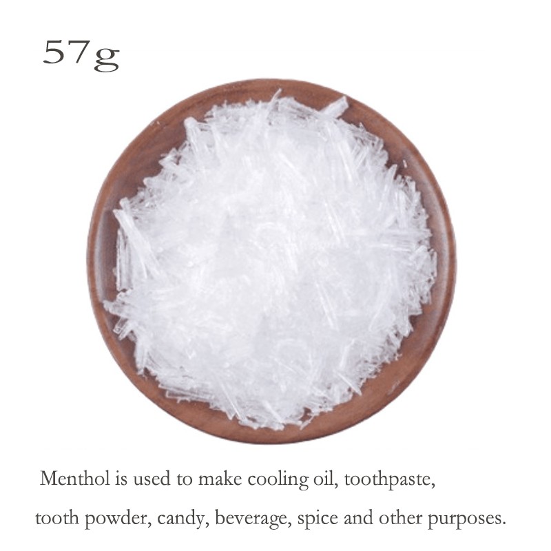 57g solid crystals of menthol and natural methanol, cosmetic additives, refreshing, suitable for sensitive skin