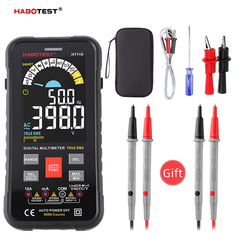 HT116 600V Smart Digital Multimeter Smartphone Multimeter Capacitance Smartphone Multimeter Hz AC AC NCV Multimeter Metronome Tester