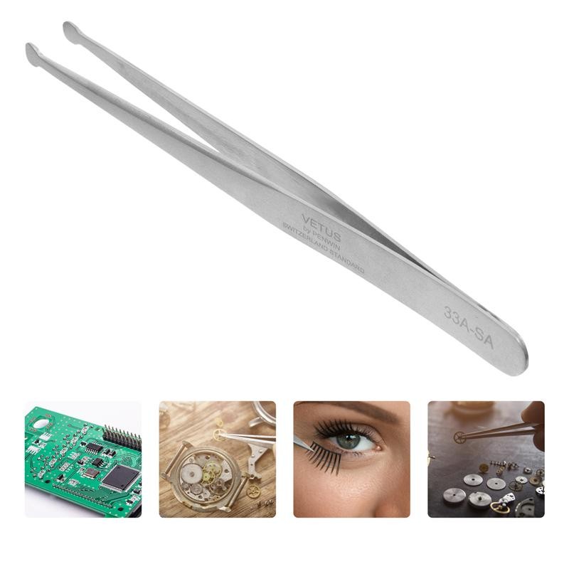 Precision tweezers, stainless steel tweezers, round, high elastic, non-magnetic, precise