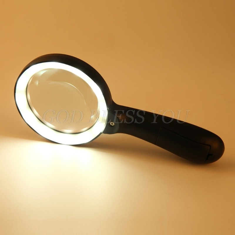 Lighted Magnifying Glass-10X Hand Held Large Magnifying Reading Glasses with 12 LED Luminous Light for Seniors, Repair, Coins