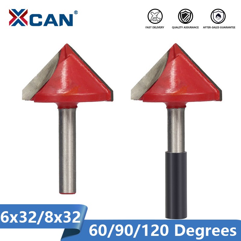 XCAN 1 قطعة 32 مللي متر V شكل الطحن القاطع 90 درجة الخشب بت التوجيه CNC نهاية ميلز 6 مللي متر عرقوب لوود التشذيب النقش بت