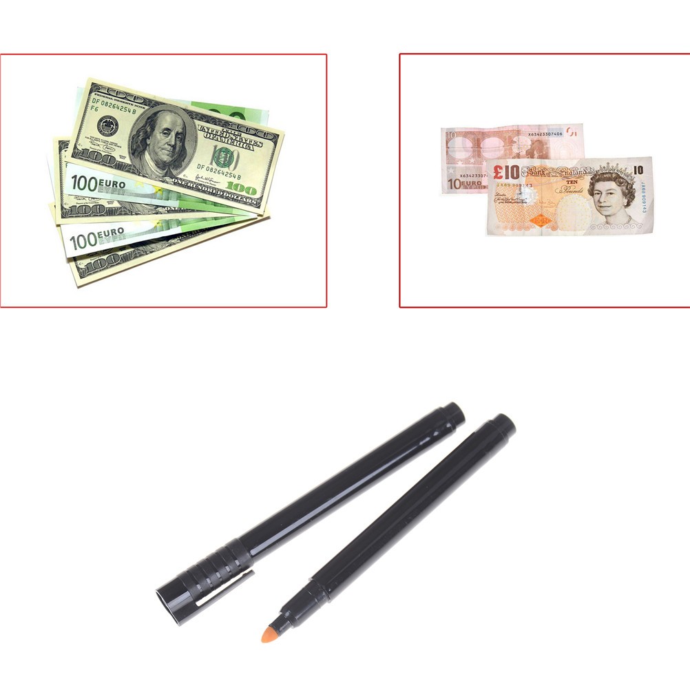 2pcs Money Checker Tester Pen Unique Ink Counterfeit Currency Detector Marker Fake Banknote Inspection Tools Money Detector