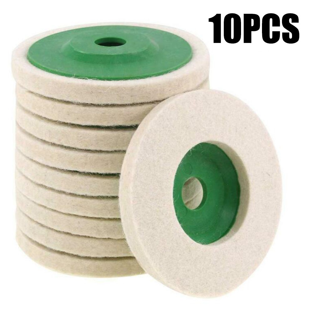 10pcs 4 inch 100mm wool polishing wheels buffing pads angle grinder wheel felt polishing disc for metal marble glass ceramic