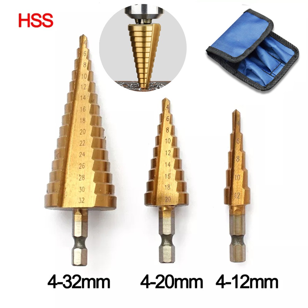 HSS مستقيم الأخدود خطوة مثقاب الخشب 3-12 مللي متر 4-12 مللي متر 4-20 مللي متر 4-32 مللي متر الخشب المعادن ثقب القاطع الأساسية مجموعة لقمة مثقاب متنوعة من خيارات دعوى