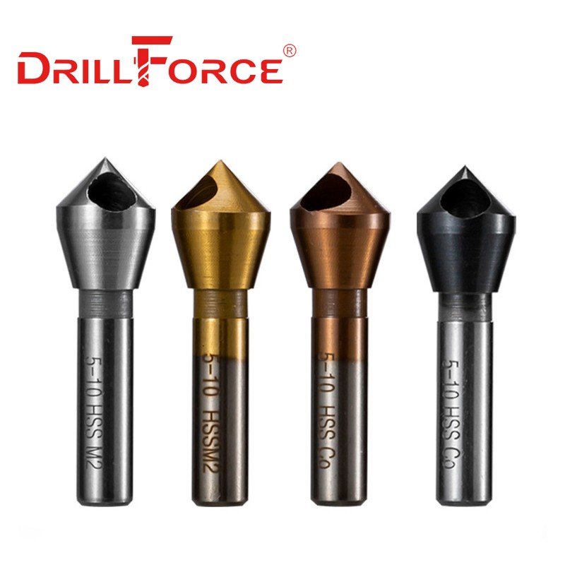 Drillforce Drill Bit Drill Bit HSS M2 M35 Cobalt Deburring 90 Degree Chamfer Hole Type Cutter (2-5 5-10 10-15 15-20mm)