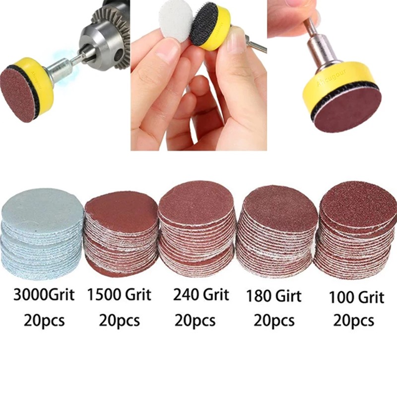 100pcs/lot 1 inch sanding paper 100-3000 grit polishing discs pad sandpaper for dremel rotary abrasive tool accessories