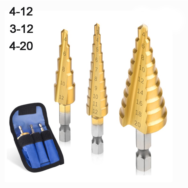 4-20 4-32 HSS High Speed ​​Step Drill Bit Metal Electric Drill Bits Iron Plate Hole Drill Opener Multifunction Cordless