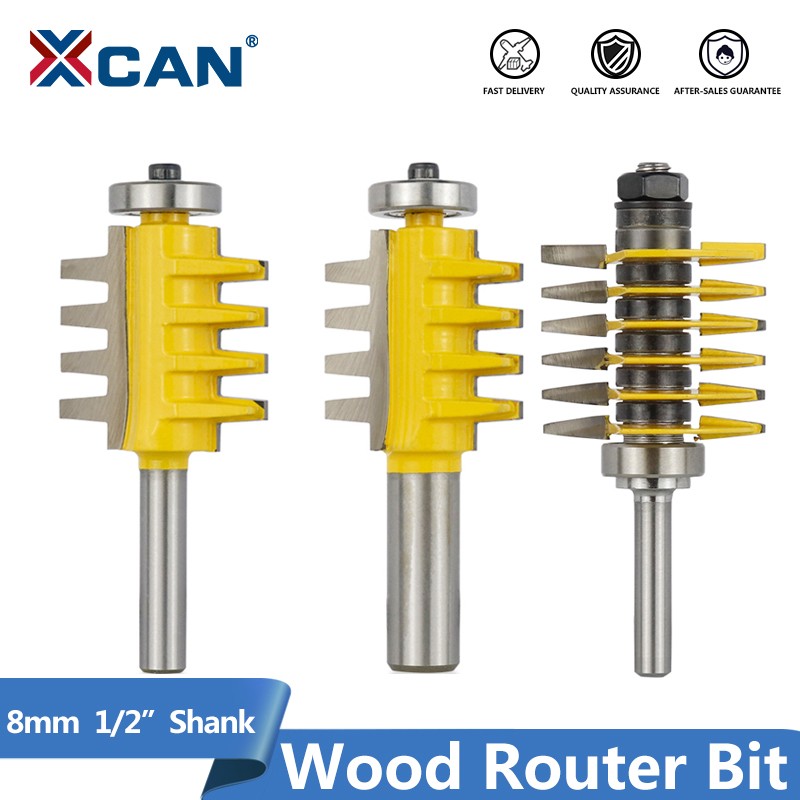 XCAN-Adjustable Finger Joint Bits 8mm, 1/2, Reversible Rod, Finger Joint, Glue Router, Cone Bits Tongue Wood Router Bit