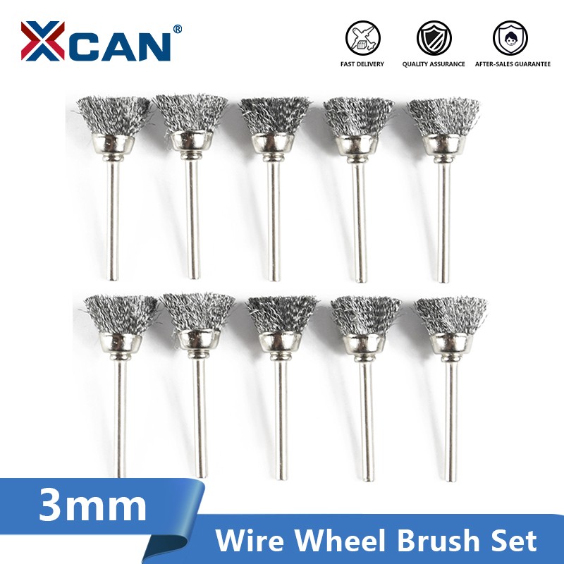 XCAN Shiny Tire Brush 10pcs 3.mm Shank Wire Brush For Dremel Rotary Tools Accessories