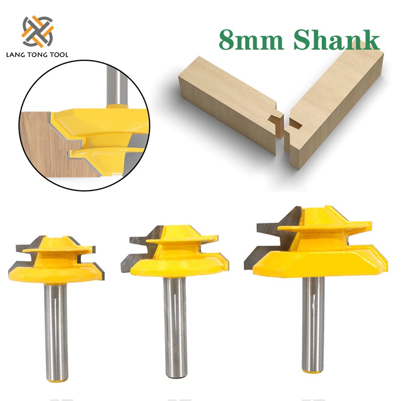 Milling Cutter 3pcs 45 Degree Lock Miter Router Bit 1/2 Medium Stock Miter Lock Milling Bit Wood Carving Knife Tenon LT102