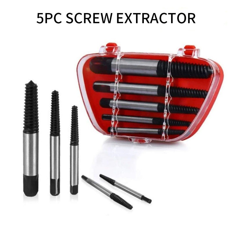 5pcs/set Screw Extractor Set Damaged Screw Removal Tools With Storage Case Screw Extracting Tool Bolt Screw Remover Removal Tool