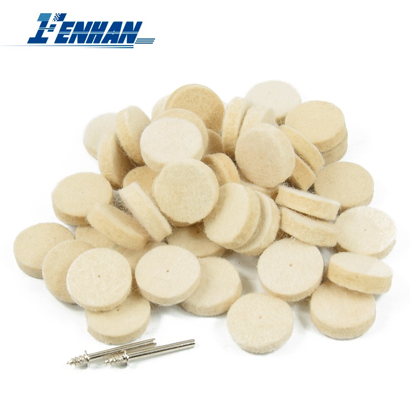 52pcs 25x7mm buffing wheels buffing felt wool with metal surface mandrel for dremel accessories rotary tools polisher disc pad