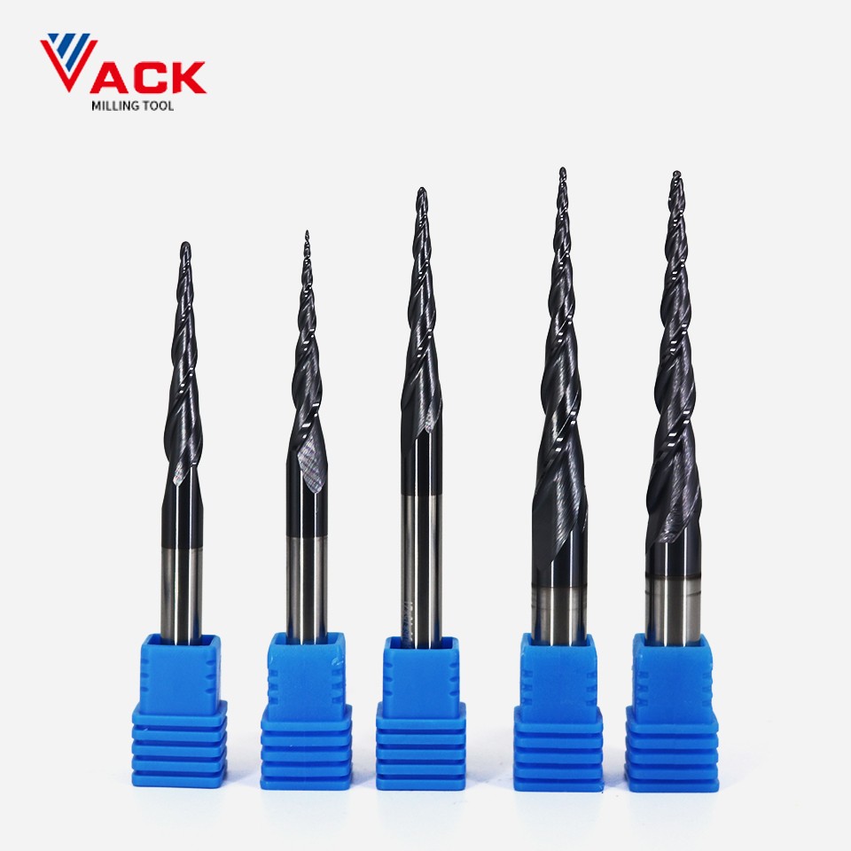 VACK - Ball Nose Pointed End Mills, 3.175mm, 4mm, 6mm, 8mm, Router Bits, Cnc, Wood and Metal Milling Machine