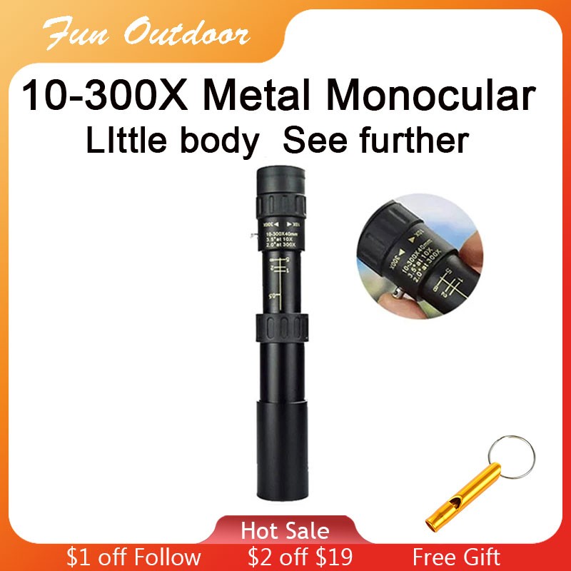 10-300x40mm Monocular Telescope Professional Bak4 Lens HD Metal Lll Night Vision Monocular Telescope for Hunting Tourism Camping