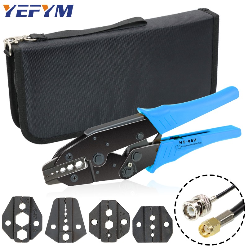 HS-05H Coaxial Cable Crimping Pliers Kit for SMA/BNC RG58, 59, 62, 174,8, 11, 188, 233 and Crimper Cutter Stripper Tools