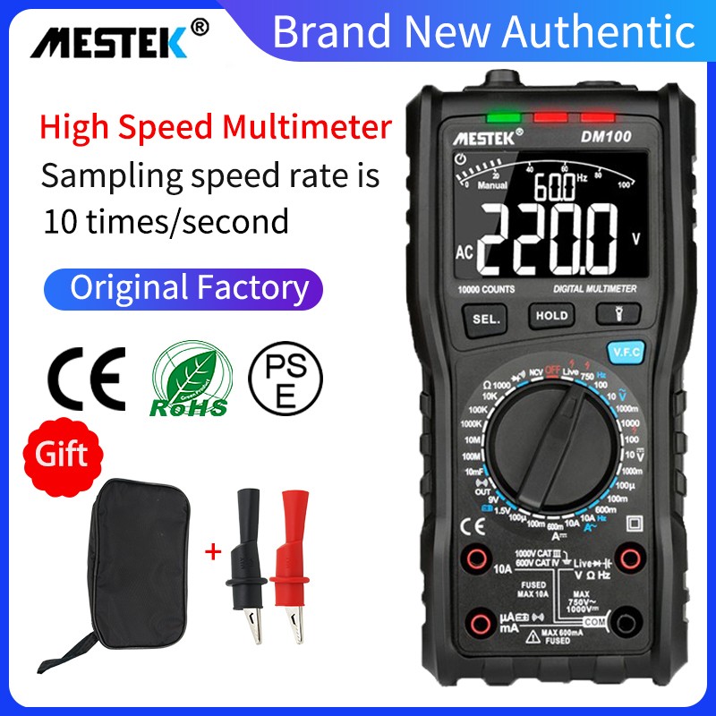 MESTEK DM100 High Speed ​​Dual Core T-rms Digital Multimeter NCV Alarm with Multimeter