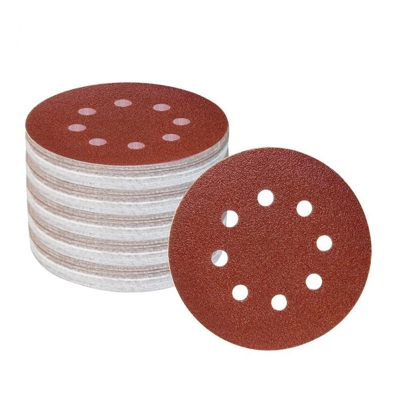 FOXBC 100pcs 125mm 5 inch 8 holes hook and loop sanding disc sand paper grits 60~1500 for polish tools accessories