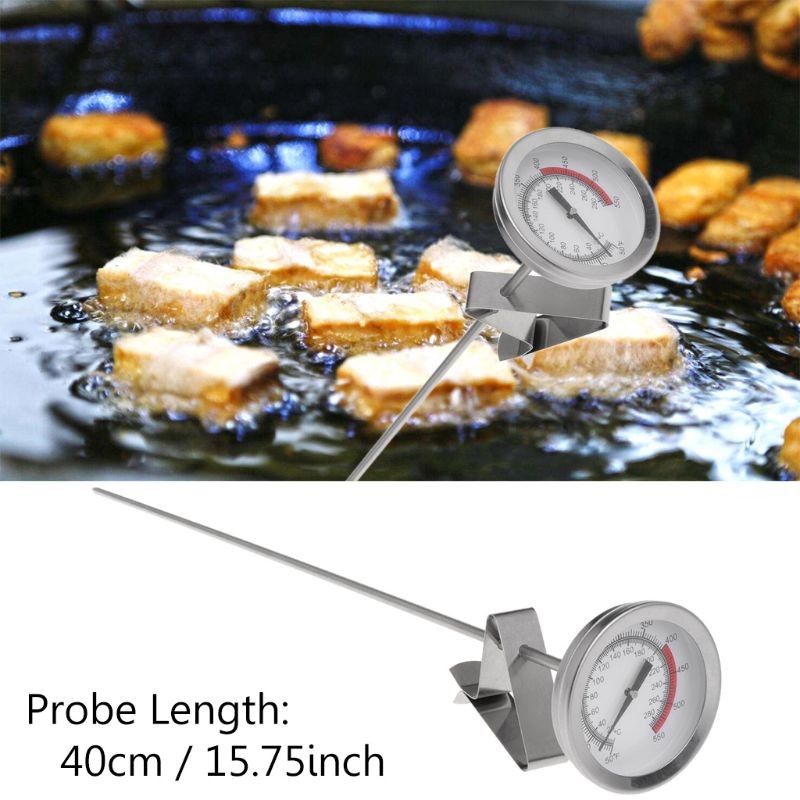 Oil Fryer Frying Pan Fries Fried Chicken Wings BBQ Grill thermometer 40cm Long Lasting'