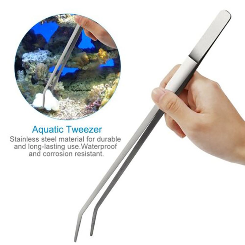 1pc Aquatic Plants Tweezers Stainless Steel Extra Long 27-48cm Straight and Curved Feeding Tweezers Water Plant Aquarium Tools