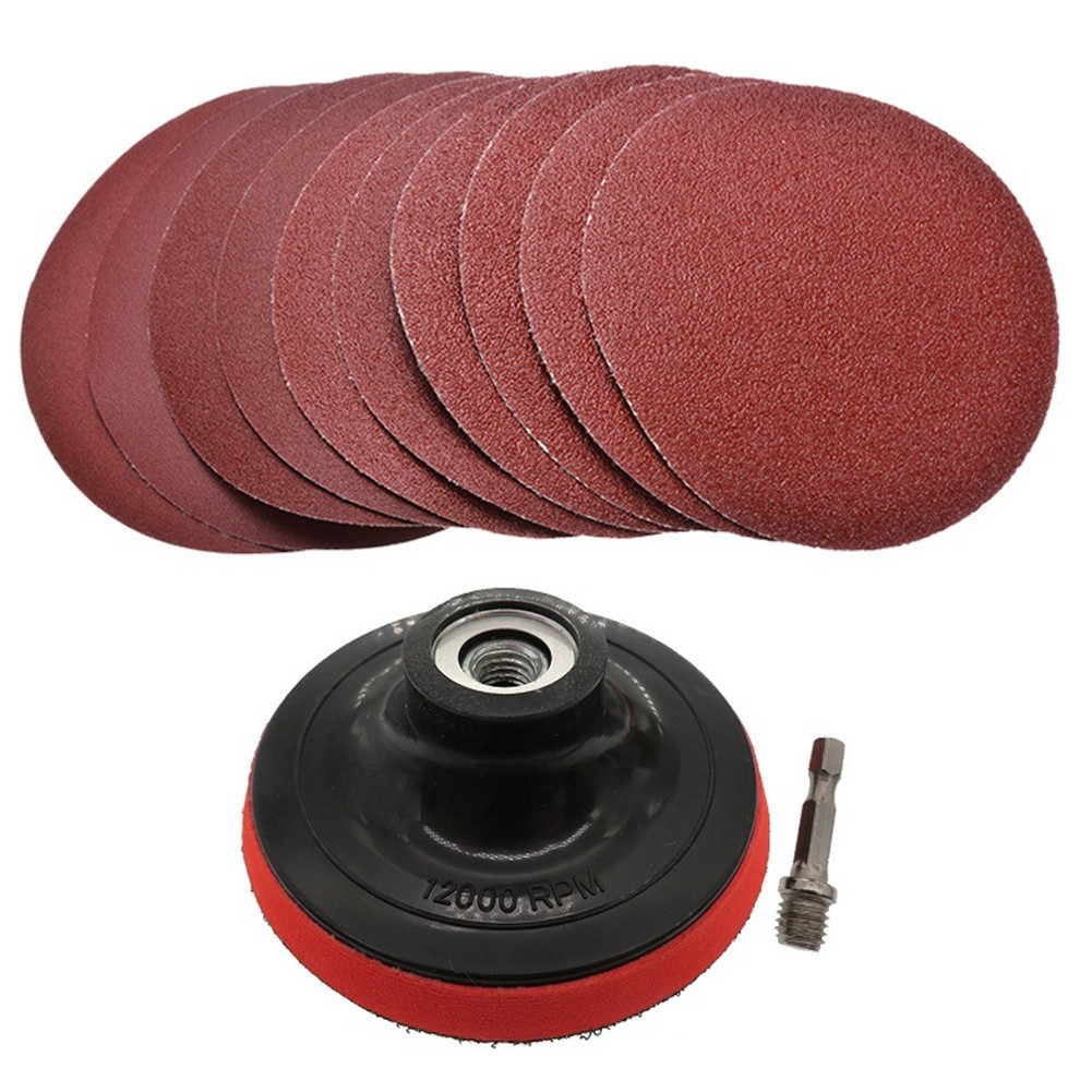 10pcs 4 inch sanding discs 100mm hook and loop sandpaper with backing pad M10 set for sanding and polishing furniture and wood metal