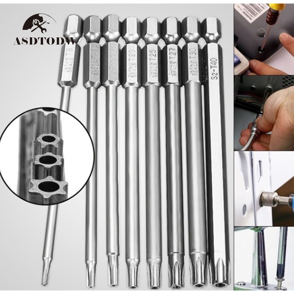 Torx Screwdriver Bits 11pcs Hakkin Steel 100mm T6-T40 Long Magnetic Star Torx Security Screwdriver Bit Set 1/4 Hex Shank