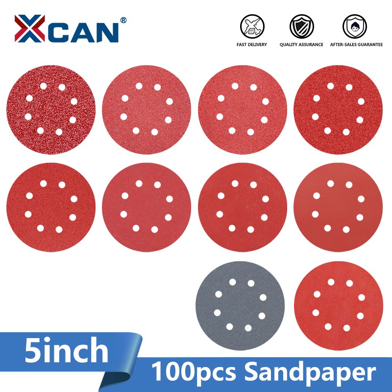 XCAN Sanding Discs 5 Inch (125mm) Round Shape Buffing Paper 80-3000 Grit 8 Hole Sander Polishing Pad Abrasive Sanding Paper