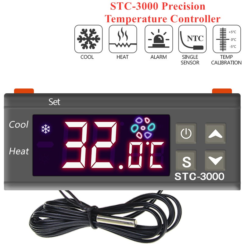 STC-3000 الرقمية متحكم في درجة الحرارة ترموستات منظم الحرارة درجة الحرارة الاستشعار التتابع التدفئة التبريد حاضنة 40% off