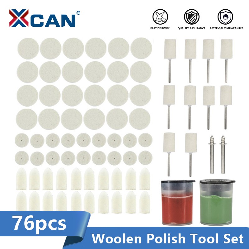 XCAN-Wool Polishing Wheel 76pcs Soft Felt Polishing Wheel Mixed Accessories For Dremel Rotary Tool