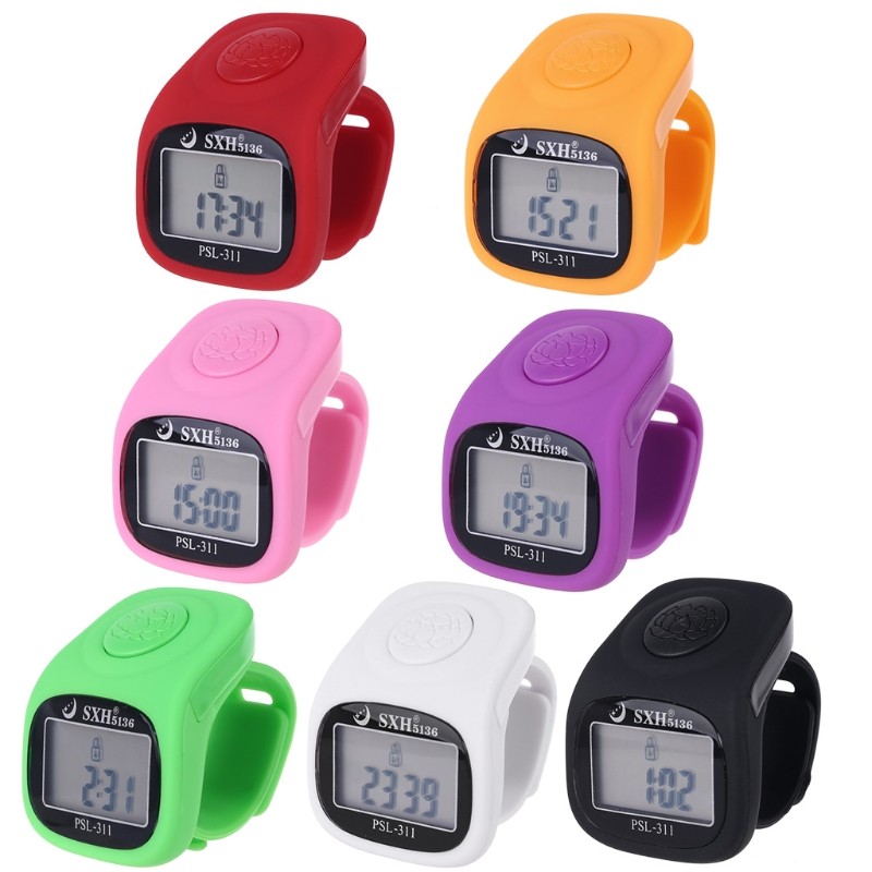 6 digital finger tally counter 8 channels with LED backlight time chanting prayer ring silicone electronic hand counter