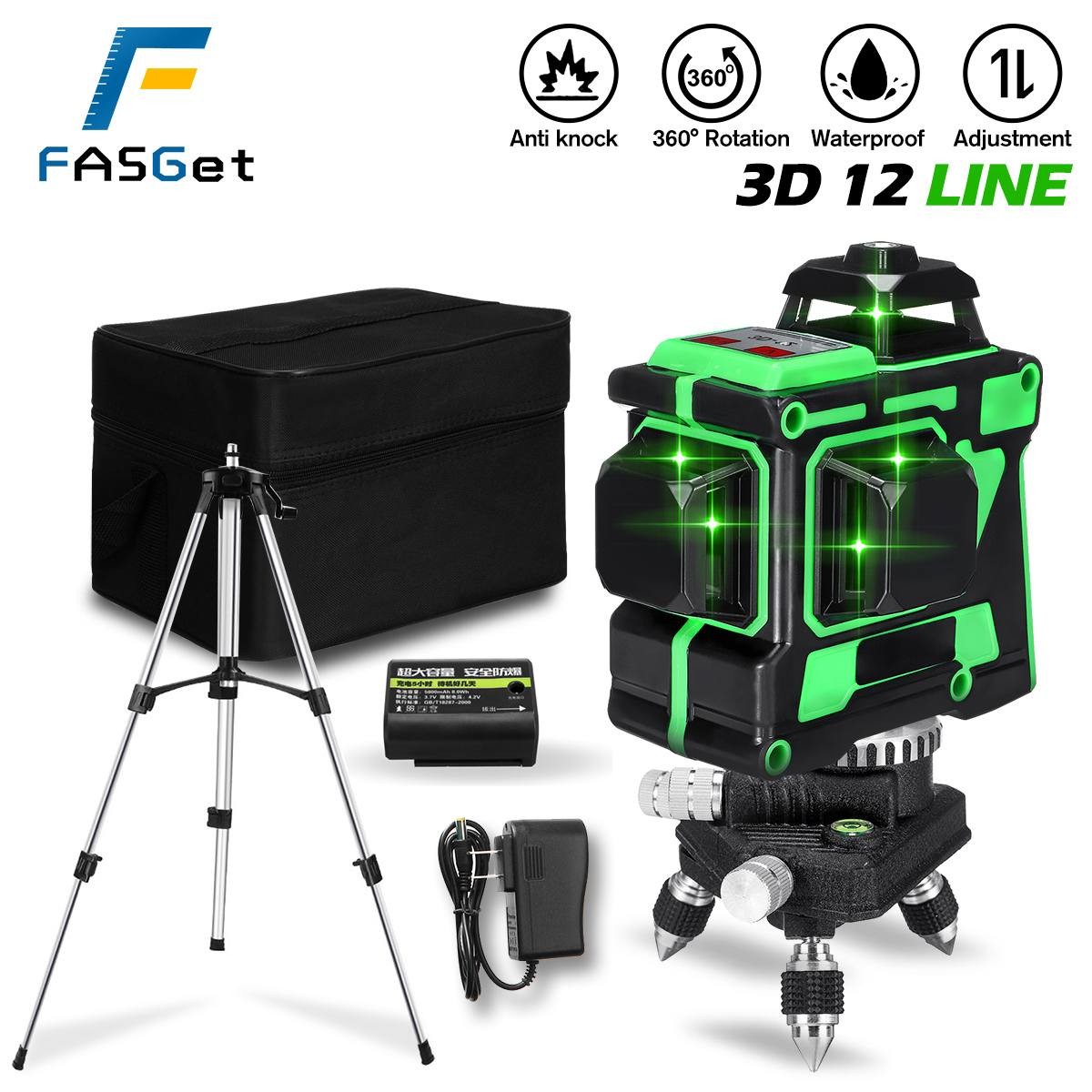 Fast Laser Level 12 Lines 3D Self Leveling 360 Super Horizontal and Vertical Green Laser Level