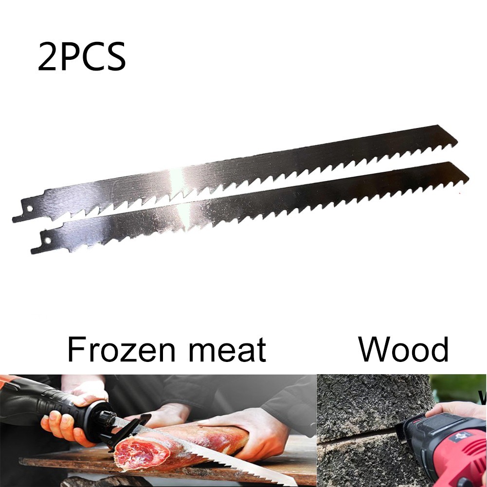 2pcs Stainless Steel Saber Saw Blade Meat Cutting Reciprocating Saw Blade for Cutting Wood/Meat/Frozen Meat Meat Cutter Tool