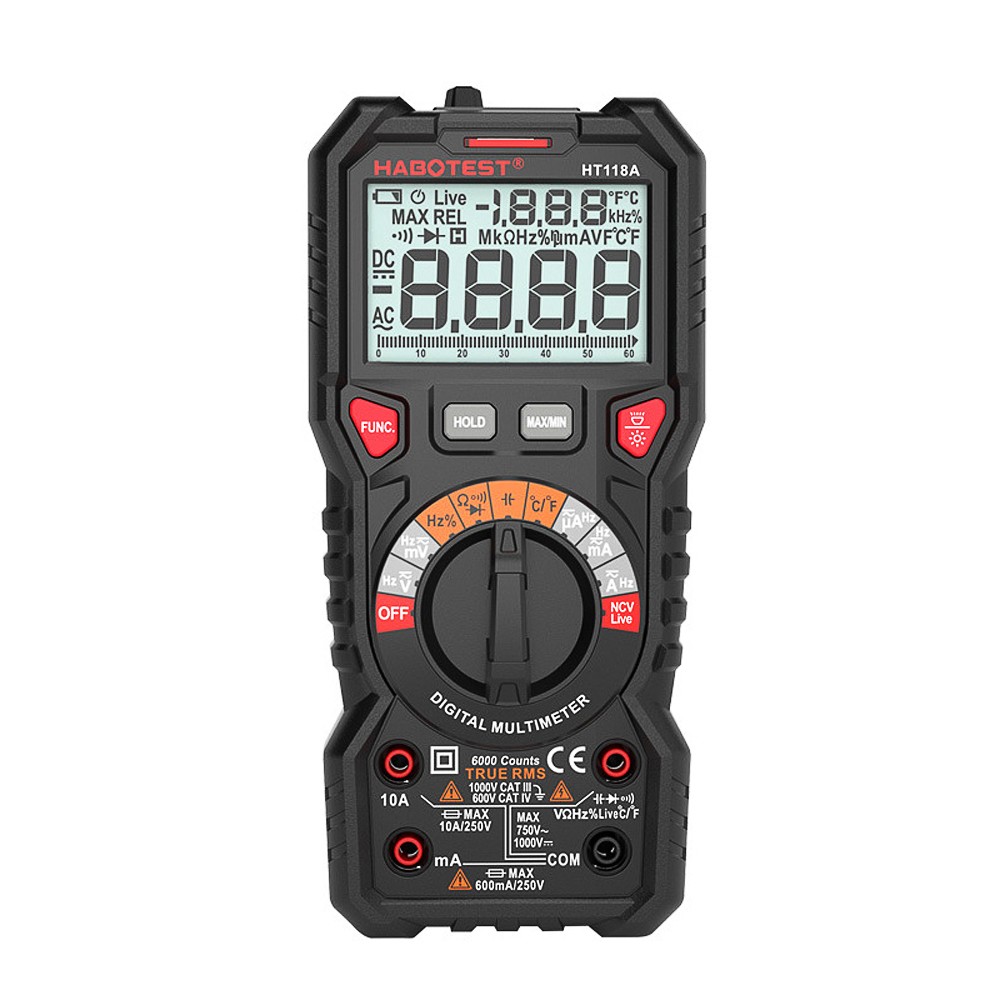 HABOTEST HT118A/HT118C/HT118D Digital Multimeter 6000 Multimeter Professional High Accuracy AC/DC RMS Multimeter