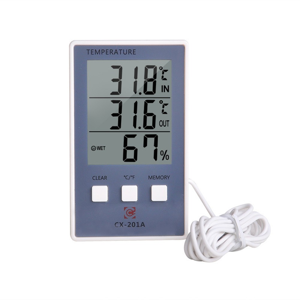 CX-201A Digital Thermometer Hygrometer Indoor Outdoor Temperature Hygrometer LCD Display Sensor Probe Weather Station