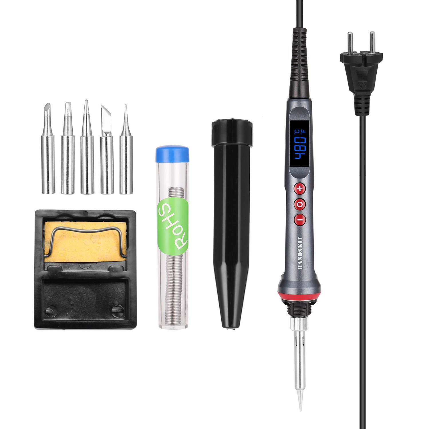 HANDSKIT 90W LED Digital Electric Soldering Iron Set Temperature Adjustment 4 Wire Core Soldering Tools With Automatic Sleep