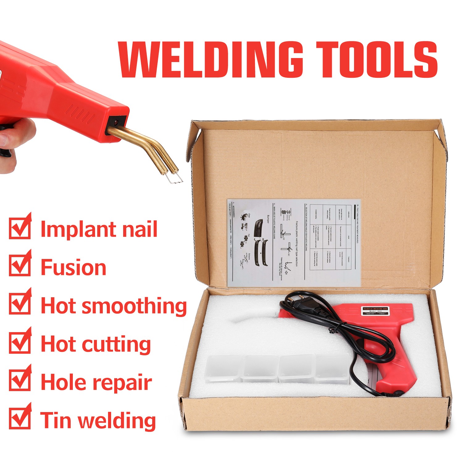 Handy Plastic Welders Garage Tools Hot Staplers Machine Soldering Iron Staple Plastic Repair Machine Car Bumper Repair Tool