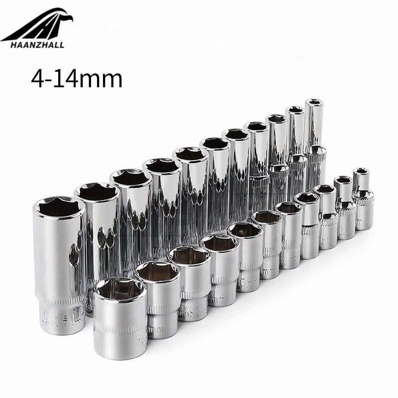 6-Point CRV Hand Tools, 1/4" Socket Set, Hex Repair Tools, 11 Pieces